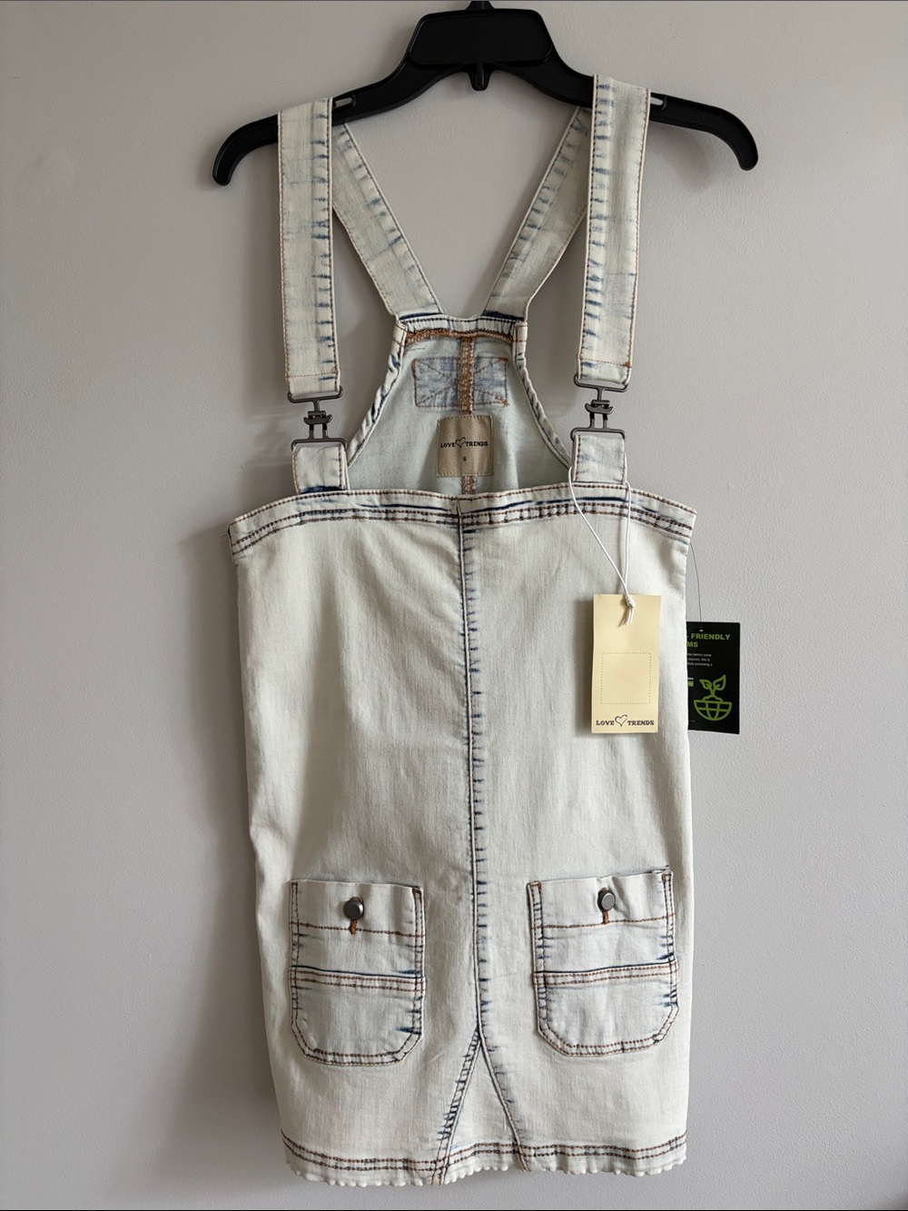 H&M Light Wash Denim Asymmetrical Pinafore-Style Dress